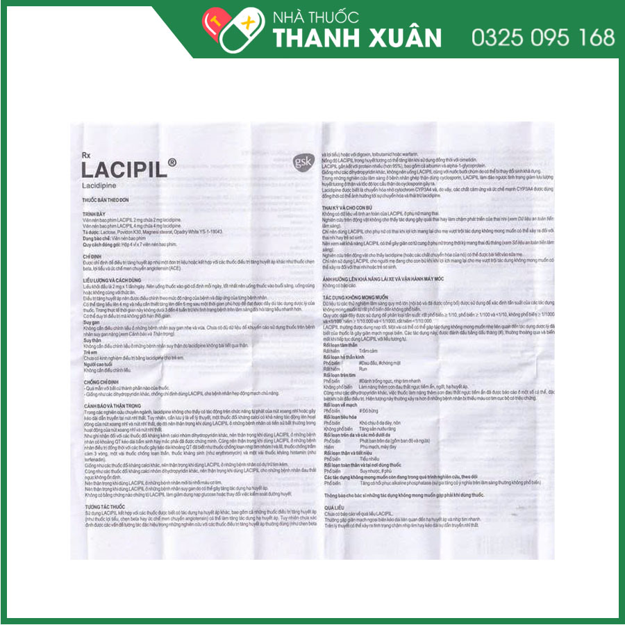Lacipil 2mg điều trị tăng huyết áp
